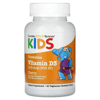 California Gold Nutrition Chewable Vitamin D3 for Children 500 IU 90 жувальних таблеток