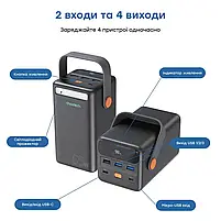 Повербанк 50000mAh Choetech B664 Deep Blue 65W PPS QC3.0 PD3.0 LED-ліхтар (43-00119), фото 5