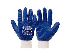 Рукавички масло-бензостійкі MASTERTOOL повне нітрилове покриття в'язаний манжет 10.5" підвіс сині 83-0406