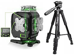 Лазерний рівень Huepar S04CG Premium відкалібрований нівелір з штативом 1.4 м