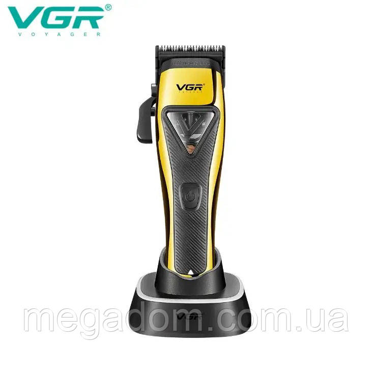 Машинка для стрижки VGR V-015 акумуляторна бездротова професійна QO-568 6 насадок