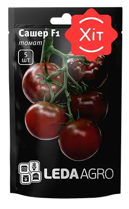 Томат Сашер чорний F1, 5 насінин — ранньостиглий індетермінантний, LEDAAGRO, фото 1