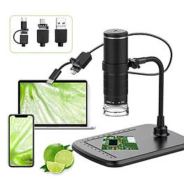 Цифровий мікроскоп AN104 50-1000Х з підставкою та підсвічуванням (Type C / Micro USB / USB)