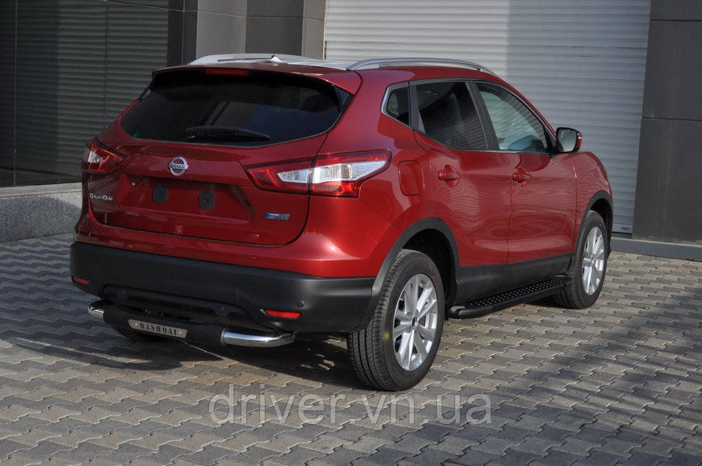 Боковые пороги Allmond Black (2 шт., алюминий) для Nissan Qashqai 2014-2021 гг