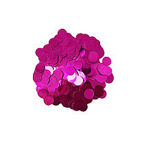 Конфеті "Кружечки" 23 мм малиновий металік