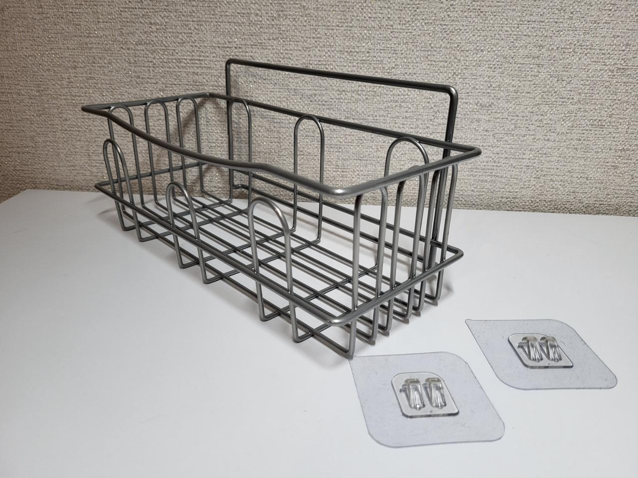 Настінна корзинка для ванної кімнати, металева з кріпленням, 26x12x12 см