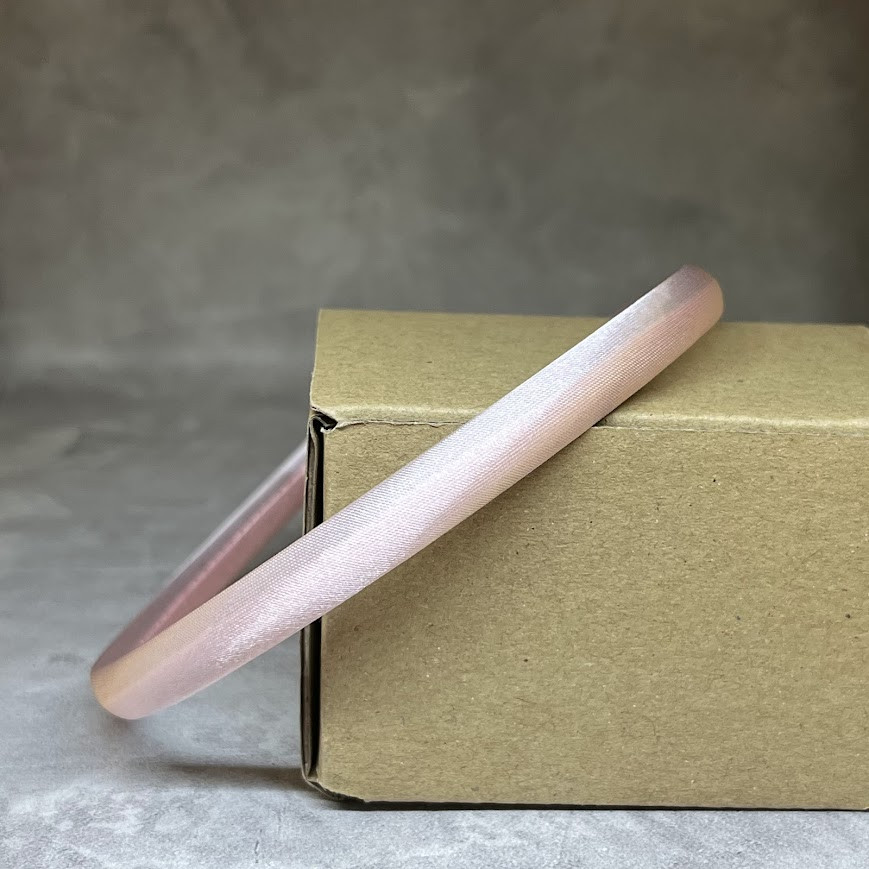 Обруч для волосся (заготовка), пластик, з атласною стрічкою, ширина 0,9 см, пудровий, Пудровий, фото 1