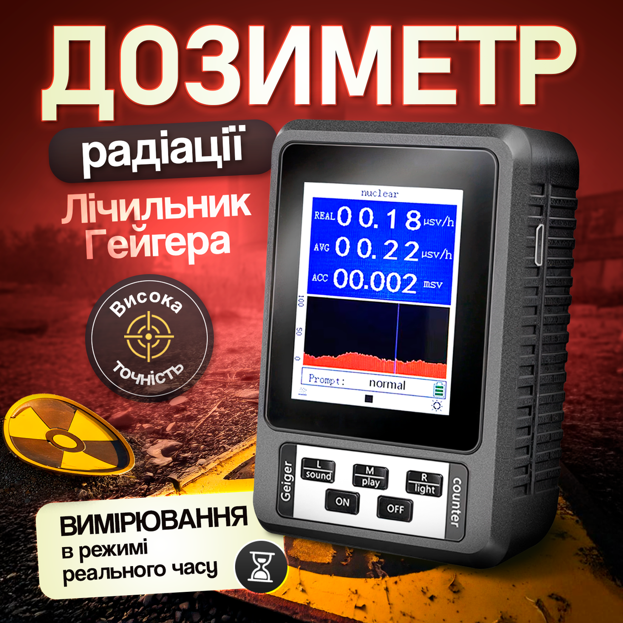 Дозиметр Kailishen BR-9b ( XR1 ) лічильник Гейгера вимірник радіаційного випромінювання