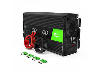 Перетворювач напруги інвертор Green Cell 12 V на 230 V 1000 W/2000 W чиста синусоїда