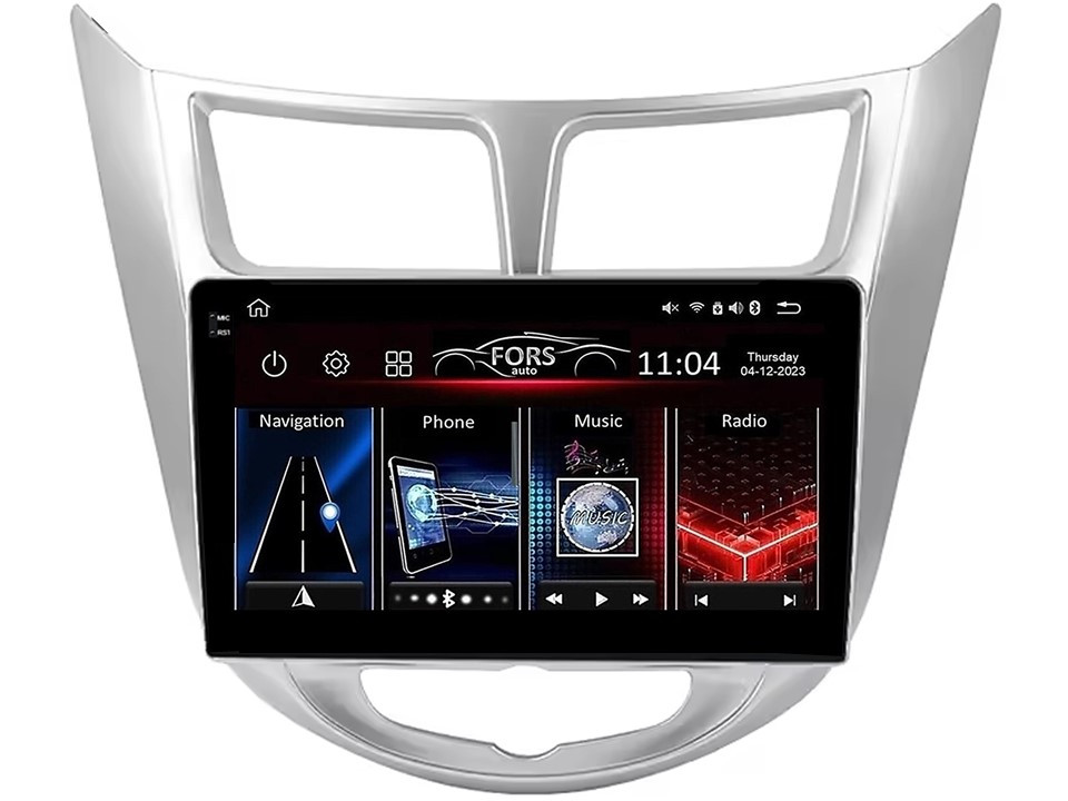 Штатна магнітола FORS.auto FS 4 PRO для Hyundai Verna/I-25/Accent (4+64Gb, 9") 2010-2014, фото 1