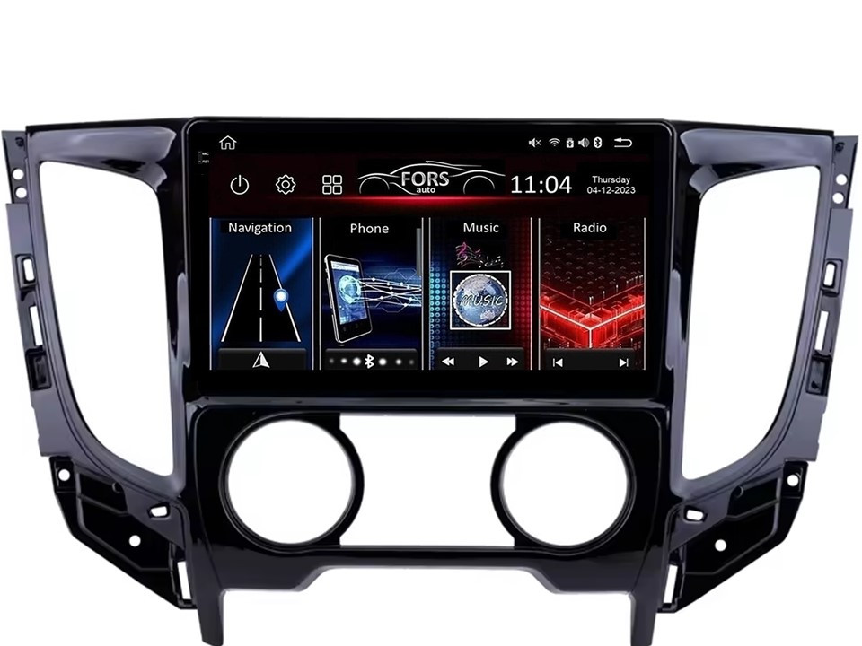 Штатна магнітола FORS.auto FS 4 MAX для Mitsubishi Triton/L200 (4+32Gb, 9", Manual AC, UV black) 2015-2019