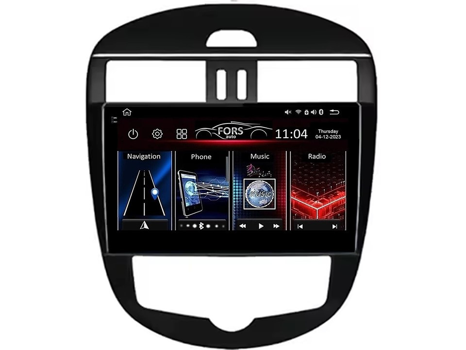 Штатна магнітола FORS.auto FS 4 MAX для Nissan Tiida (4+32Gb, 10", Auto AC) 2011-2014