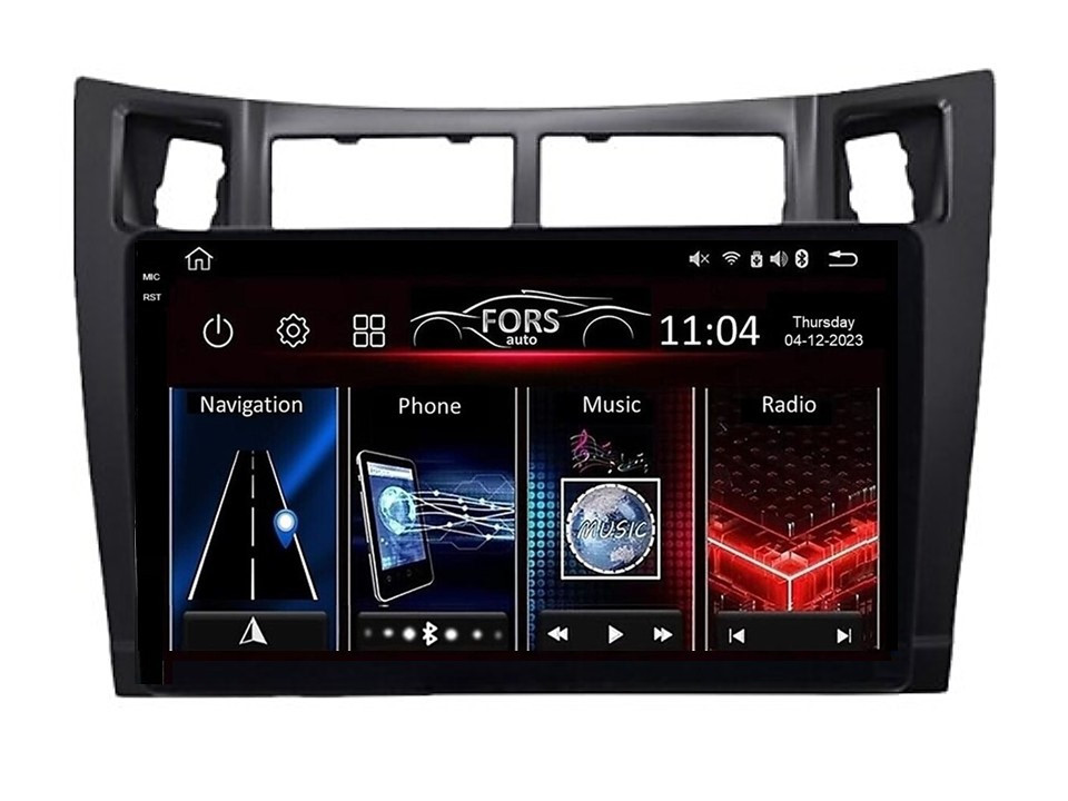Штатна магнітола FORS.auto FS 6 MAX для Toyota Yaris/Vitz/Platz (6+128Gb, 9", black) 2005-2011