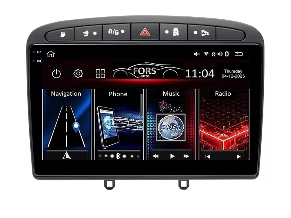 Штатна магнітола FORS.auto FS 4 MAX для Peugeot 308/408 (4+32Gb, 9", Grey) 2007-2013