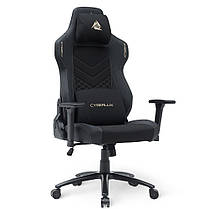 Геймерське ігрове комп'ютерне крісло Cyberlux Poseidon Black тканинне з екошкірою, фото 3