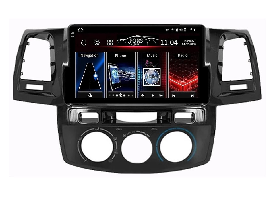 Штатна магнітола FORS.auto FS 6 MAX для Toyota Fortuner/Vigo/Hilux (6+128Gb, 9", Manual AC, black) 2007-2014