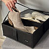 Текстильний кофр для зберігання речей на 4 відділу 50*35*14 см ORGANIZE (чорний), фото 4