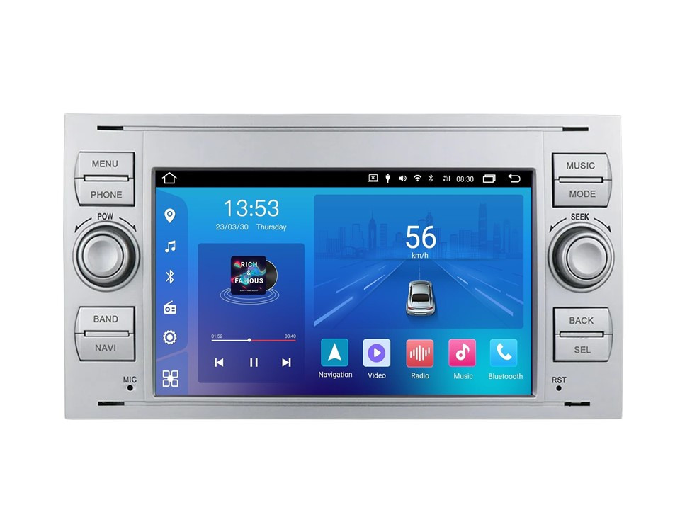Штатна магнітола FORS.auto FS 2 ULTRA для Ford Focus/Mondeo/S-Max/C-Max/Kuga/Fiesta/Fusion (2+32Gb, 7", silver) 2005-2011, фото 1