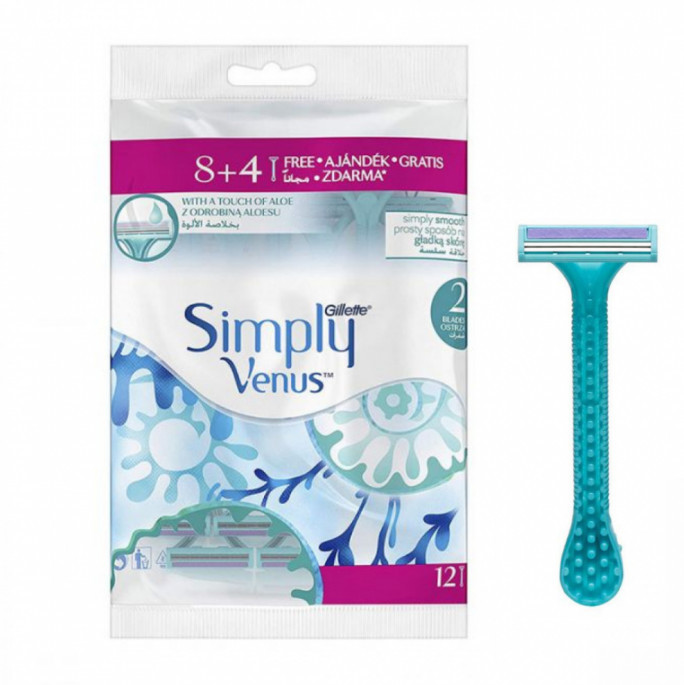 Бритви одноразові для жінок GILLETTE SIMPLY VENUS 2 12 шт. (7702018069286)
