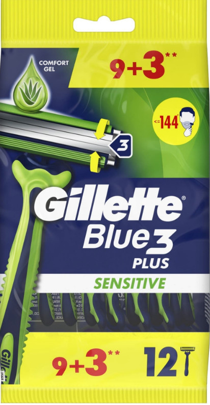 Бритви одноразовi GILLETTE BLUE 3 Sensetiv 12шт (7702018490646)