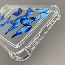 Чохол для Apple iPhone 12 чохол із синіми метеликами з кишенею для карт на айфон 12 прозорий q01y, фото 3