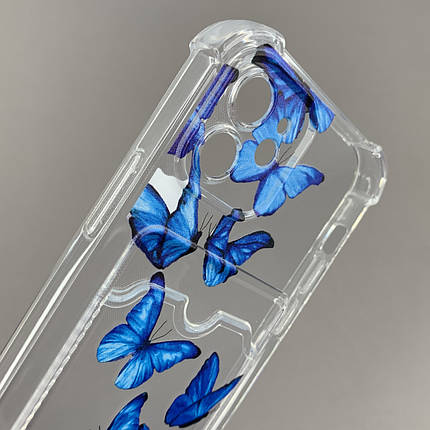 Чохол для Apple iPhone 12 чохол із синіми метеликами з кишенею для карт на айфон 12 прозорий q01y, фото 2
