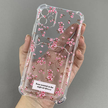 Чохол для Apple iPhone 11 чохол з трояндочками з кишенею для карток на телефон айфон 11 прозорий q01y, фото 1