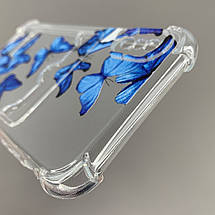 Чохол для Apple iPhone X / Xs чохол із синіми метеликами з кишенею для карт на айфон х / хс прозорий q01y, фото 4