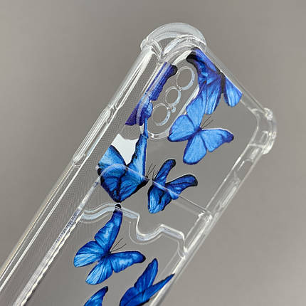 Чохол для Apple iPhone X / Xs чохол із синіми метеликами з кишенею для карт на айфон х / хс прозорий q01y, фото 2