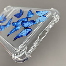 Чохол для Apple iPhone X / Xs чохол із синіми метеликами з кишенею для карт на айфон х / хс прозорий q01y, фото 3