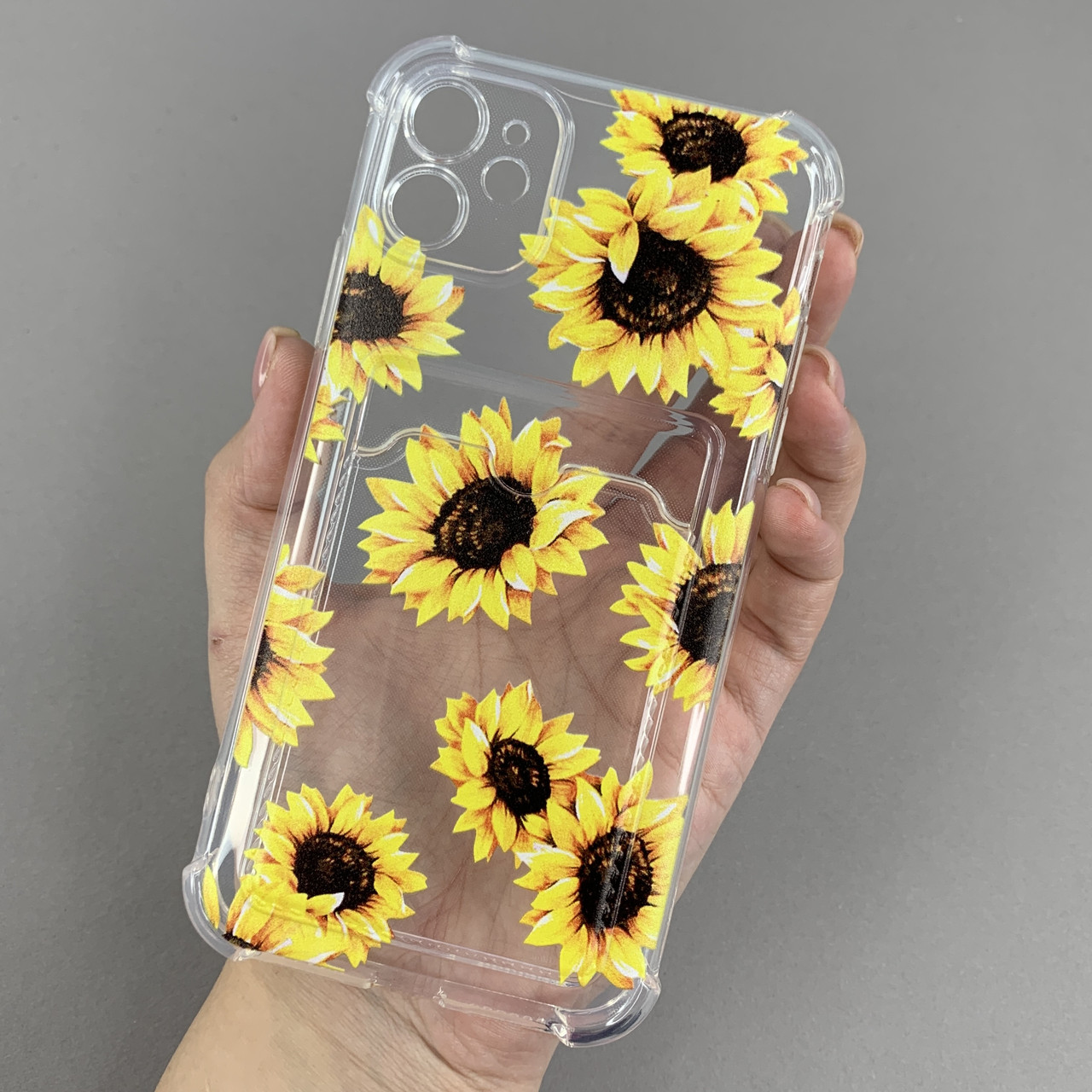 Чохол для Apple iPhone 11 чохол із соняшником з кишенею для карт на телефон айфон 11 прозорий q01y
