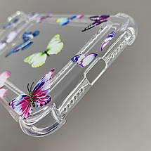 Чохол для Apple iPhone 11 чохол з різнокольоровими метеликами з кишенею для карт на айфон 11 прозорий q01y, фото 3