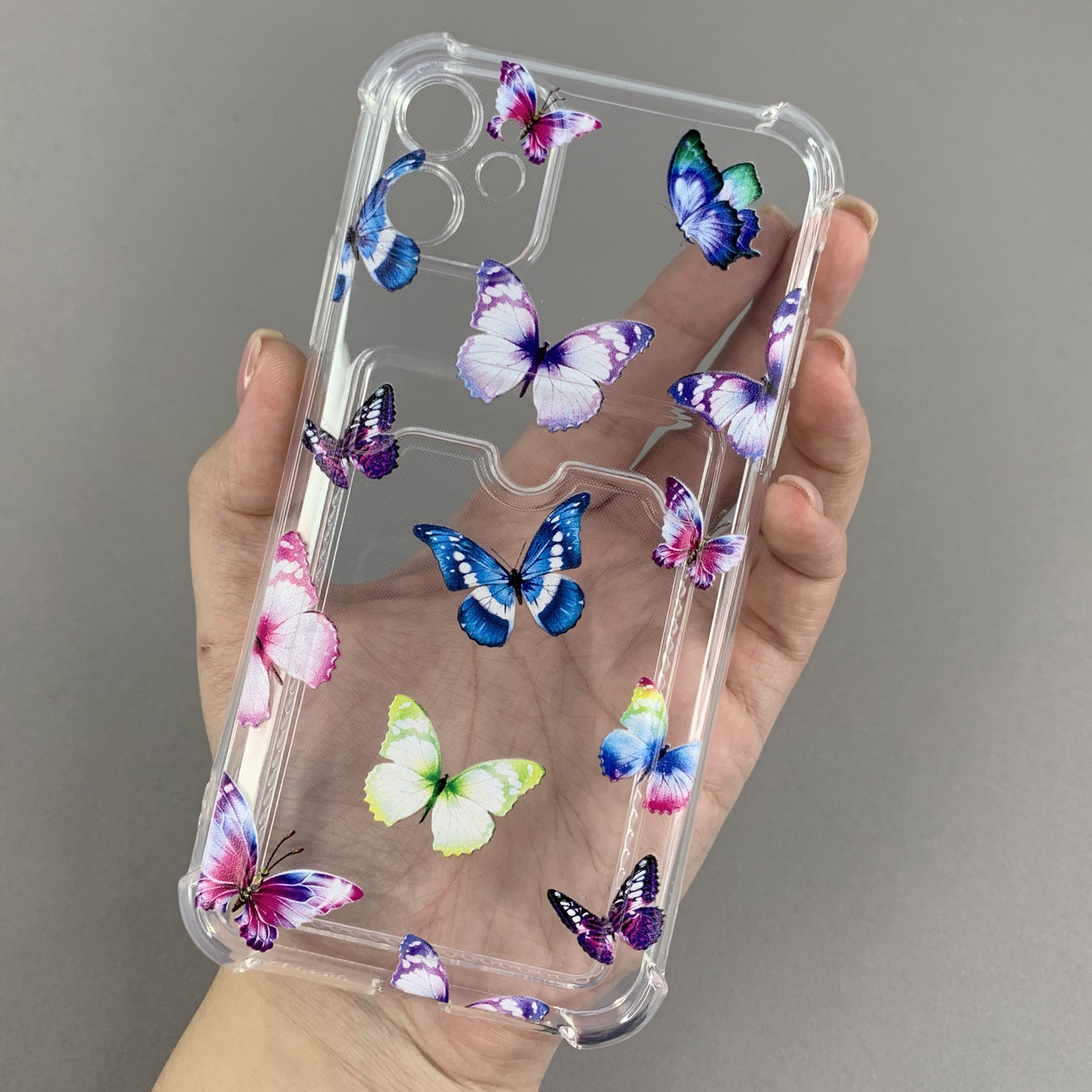 Чохол для Apple iPhone 11 чохол з різнокольоровими метеликами з кишенею для карт на айфон 11 прозорий q01y