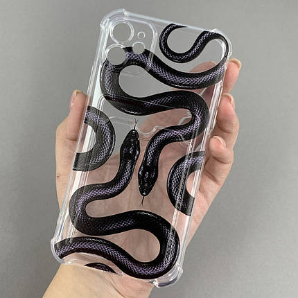 Чохол для Apple iPhone 11 чохол з принтом змії з кишенею для карт на телефон айфон 11 прозорий q01y, фото 1
