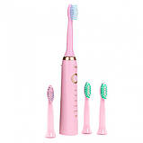 Електрична зубна щітка для ефективного видалення нальоту Shuke SK-601, Звукова OQ-977 електро щітка, фото 4