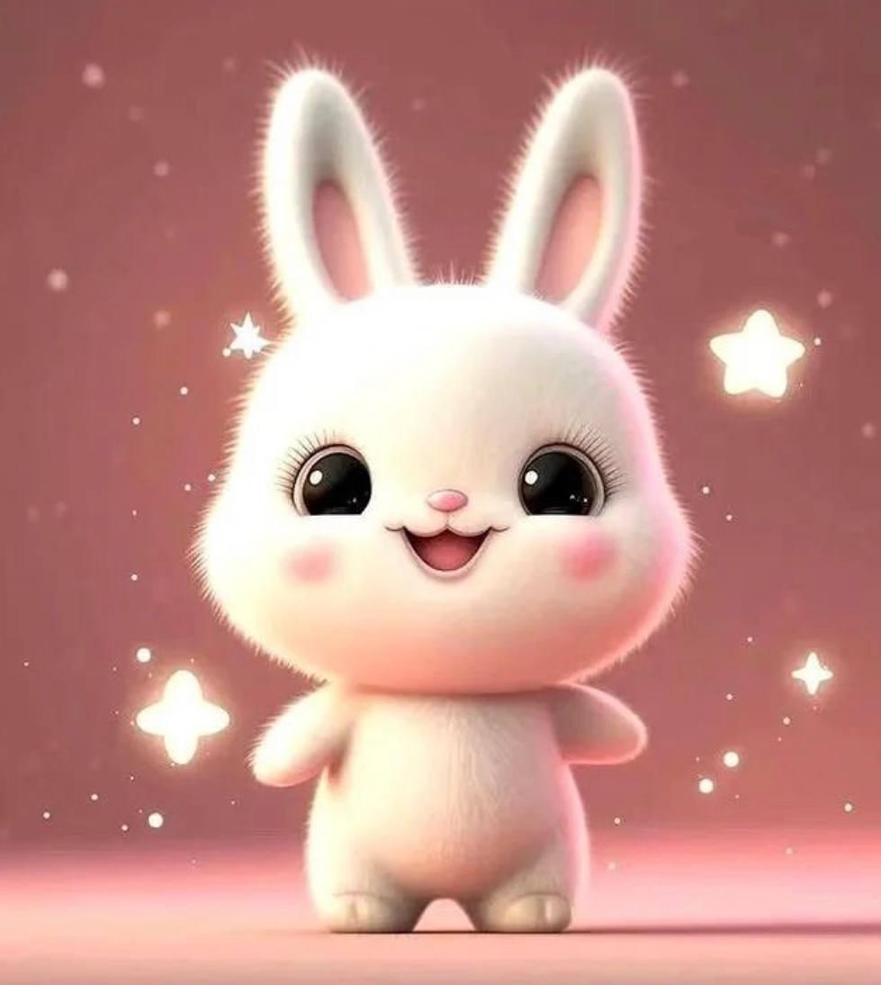 Алмазна мозаїка "Сяючий кролик із зірками", 20*20см, на рамці, ТМ Dreamtoys, фото 1