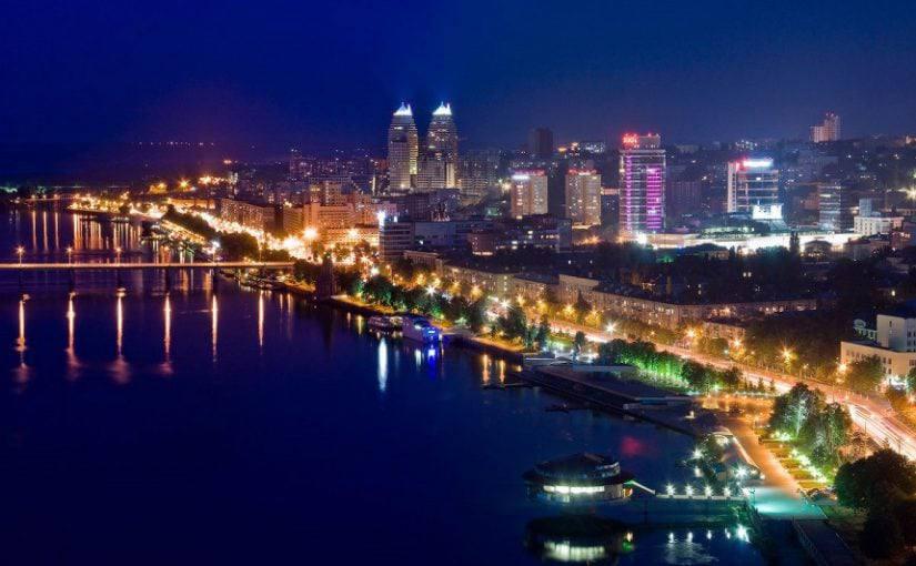 Алмазна мозаїка "Сяюче місто Дніпро", 40*50см, на рамці, ТМ Dreamtoys, фото 1