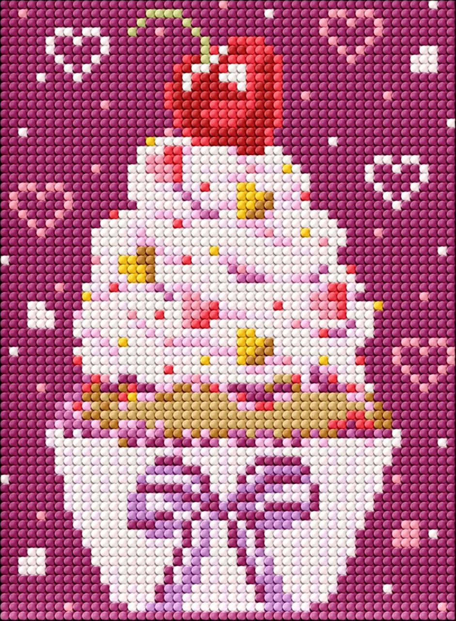 Алмазна мозаика без підрамника для дітей "Апетитне тістечко" 15х20см, в термопакеті, ТМ Ідейка, Україна, фото 1