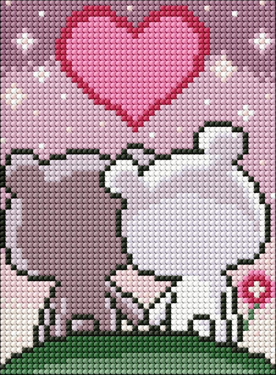 Алмазна мозаика без підрамника для дітей "Закохані ведмежата" 15х20см, в термопакеті, ТМ Ідейка, Україна, фото 1