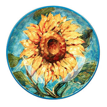Салатник керамічний круглої форми з малюнком квітки «Золотисті соняшники» Certified International