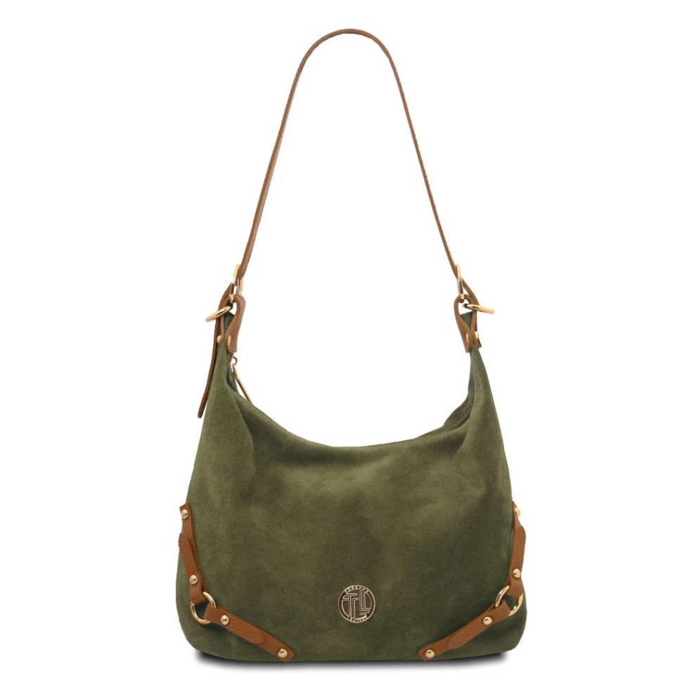 Замшева жіноча сумка на плече Sierra від Tuscany TL142419 (Forest Green)