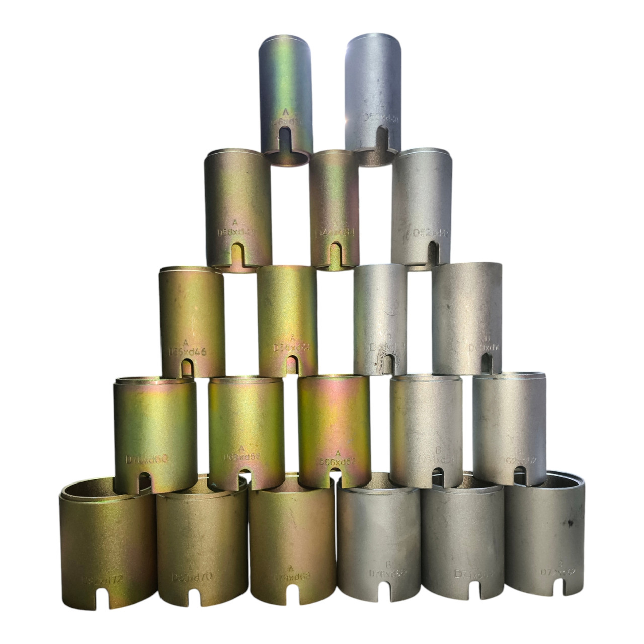 Набір оправок 20 штук для пресу 34-72мм внутрішній діаметр 44-82мм зовнішній діаметр(крок 2мм) (180803), фото 1