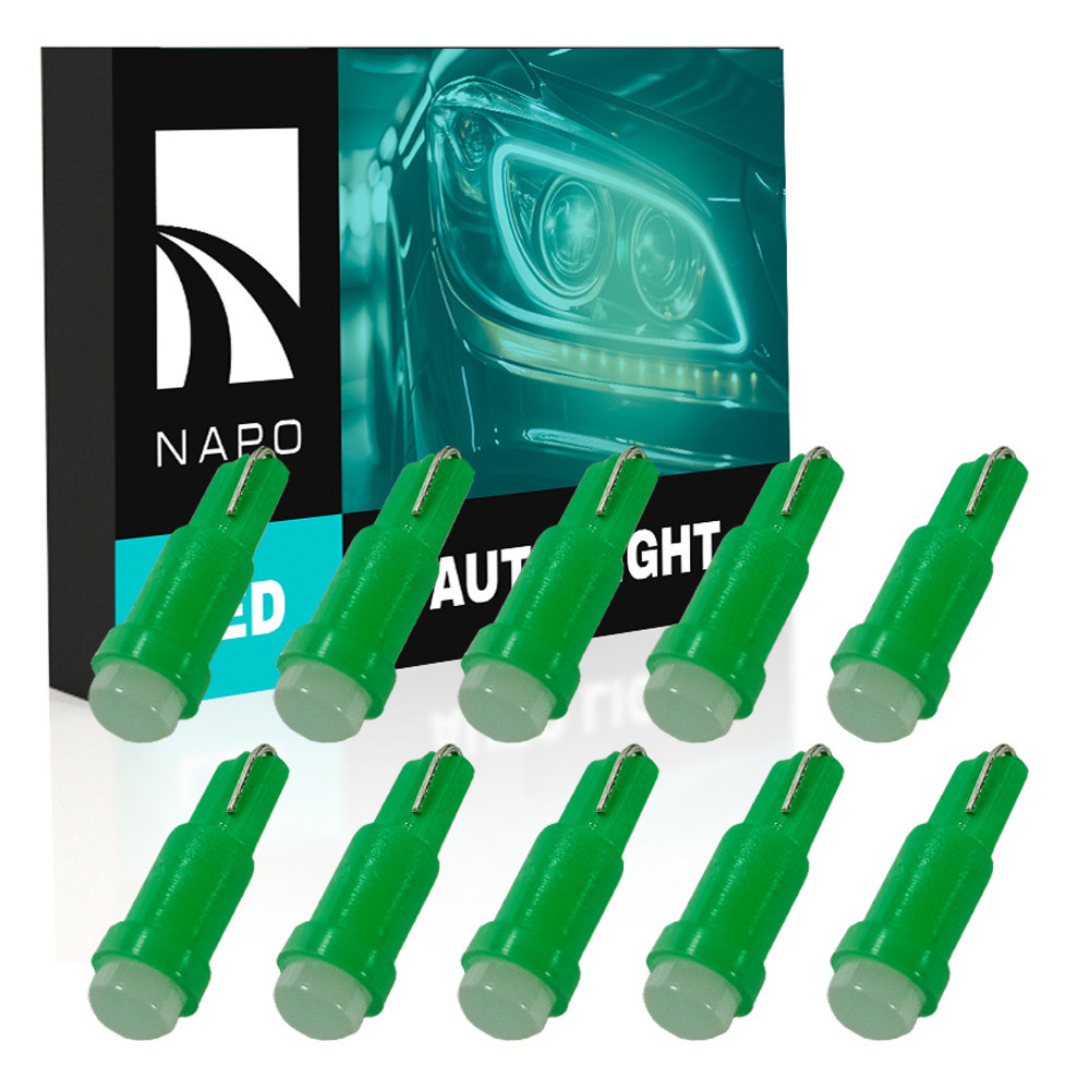 Комплект світлодіодних ламп NAPO LED T5-1led-A T5 W1,2W 10 шт колір світіння зелений