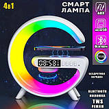 Настільний нічник з бездротовою зарядкою для телефону G63, Бездротова колонка з PF-929 бездротовою зарядкою, фото 5