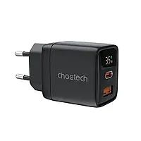 Мережевий зарядний пристрій Choetech PD6052 PD35W GAN A+C Black (43-00121)