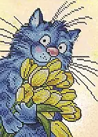 Схема для вишивання бісером ТМ Acorns Кіт з квітами А5-Д-642