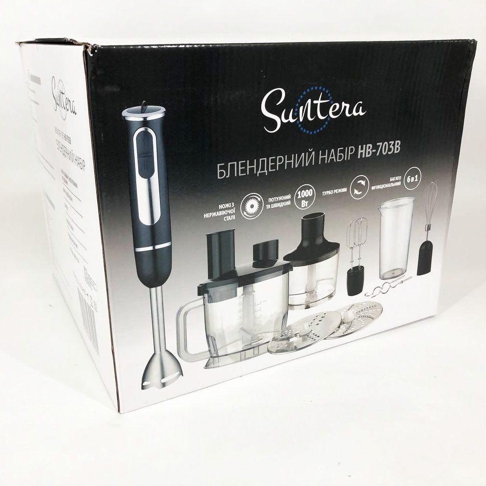 Портативний блендер Suntera HB-703B, 1000Вт, Ручний занурювальний блендер, ND-303 Блендер класичний, фото 1