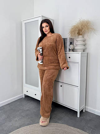 Теплий махровий костюм-піжама великого розміру Розміри: 50-52, 54-56, 58-60, 62-64, фото 1