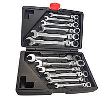 Комплект ріжково-накидних ключів з трещоткою LEX 1578 12 шт