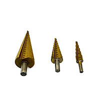 Свердел ступінчастих  EURO CRAFT 3 шт для точного свердління отворів різного діаметру